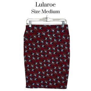 EUC LuLaRoe Cassie Pencil Skirt Small – Fitted Multicolor Stretch Red Black Gray